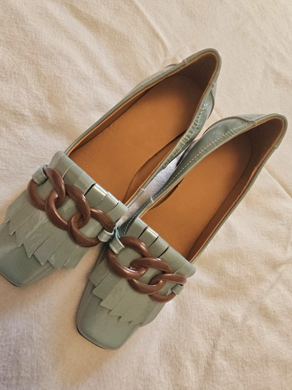 Tina Cus women's Leather Light Blue Loafer Size 6